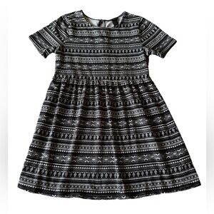Forever 21 Girls Aztec Print Short Sleeve Dress Size 11/12 Empire Waist Stretchy